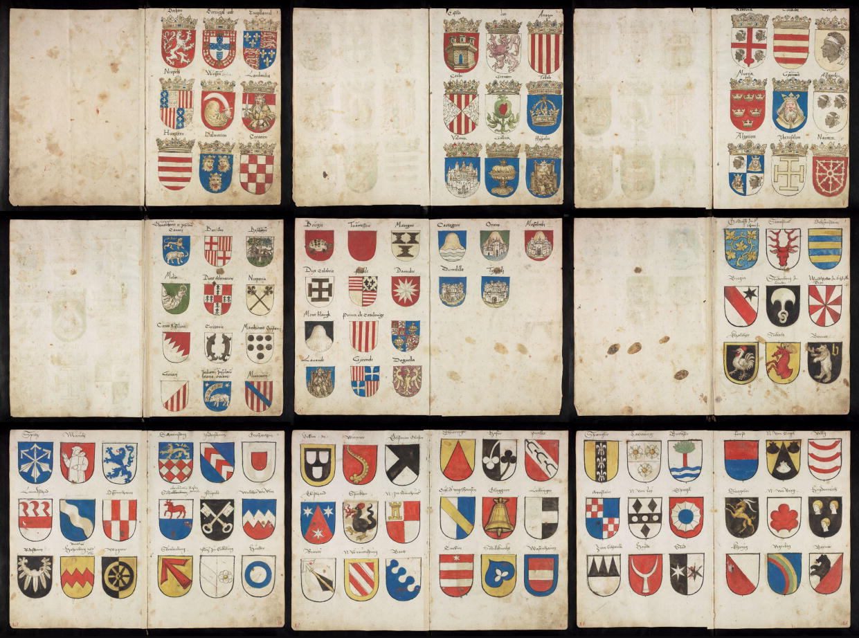 Vigil Raber, 1548, pginas de la 2 a la 15, tiene 7.244 escudos de armas