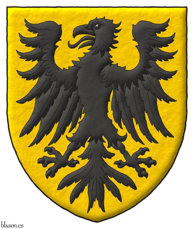 Escudo de oro, un guila de sable.