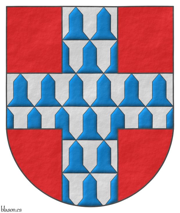 Escudo de gules, una cruz de veros.