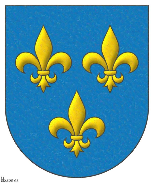 Escudo de azur, tres flores de lis de oro.