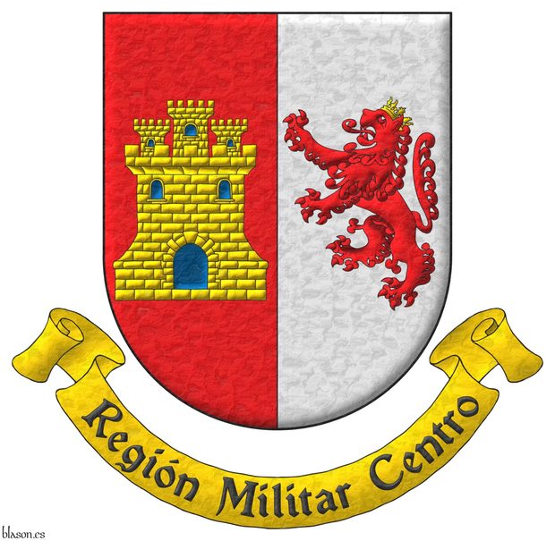 Coat of arms (1984-1997 and 1997-2002) of the former Central Military Region, also called 1<sup>st</sup> Military Region, where I serve. I interpreted and emblazoned now this coat of arms with a semi-circular ended shape.