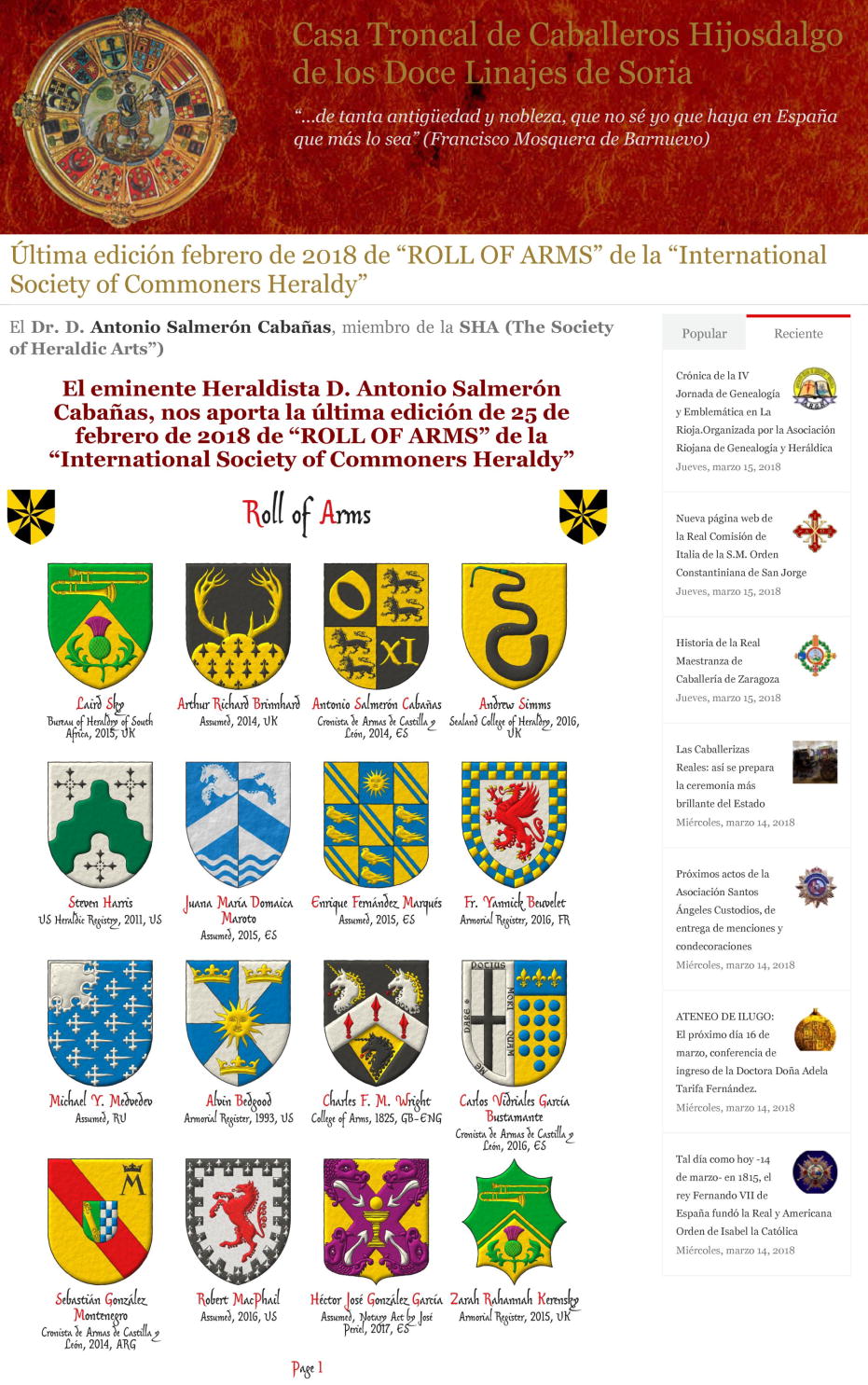 Armorial, edicin de febrero 2018, Doce Linajes