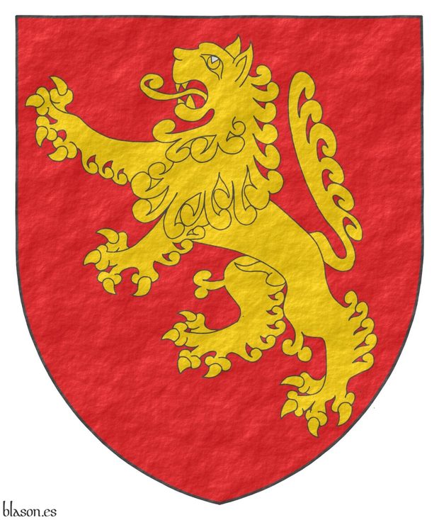 Escudo de gules, un len rampante de oro.