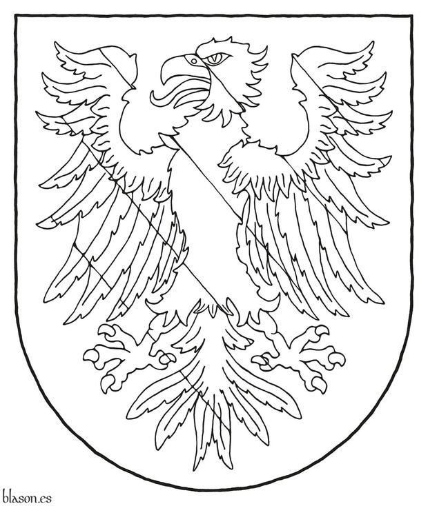 Escudo de oro, un guila bandada de azur y plata.