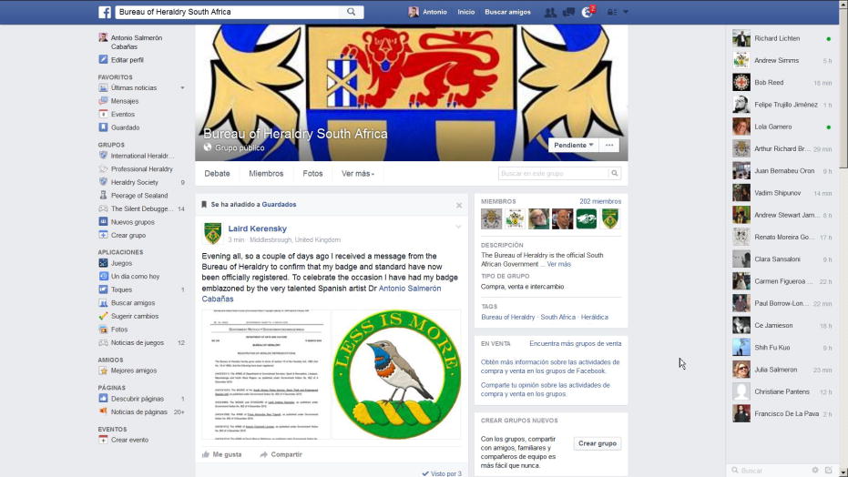 Facebook group, Bureau of Heraldry South Africa