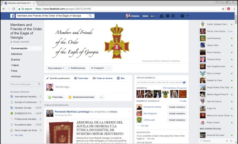 Facebook group, Order of the Eagle of Georgia
