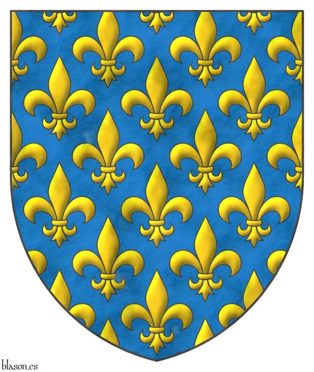 Escudo de Azur sembrado de flores de lis de oro.