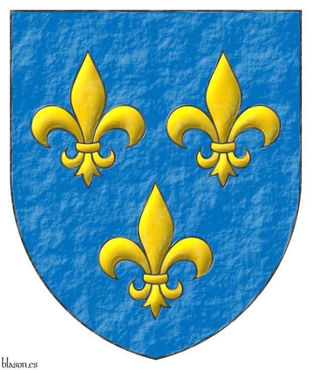 Escudo de azur, tres flores de lis de oro.