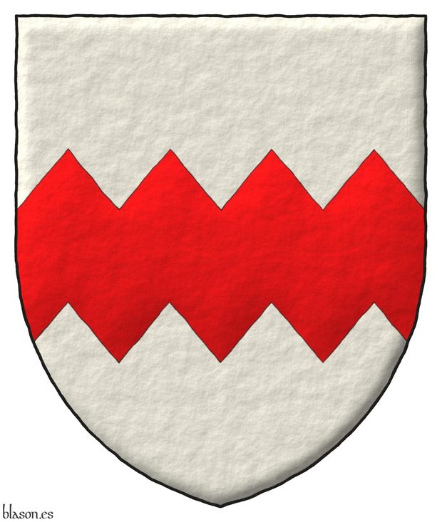 Gudja, municipio de Escudo de plata, una faja encajada de cuatro piezas de gules.