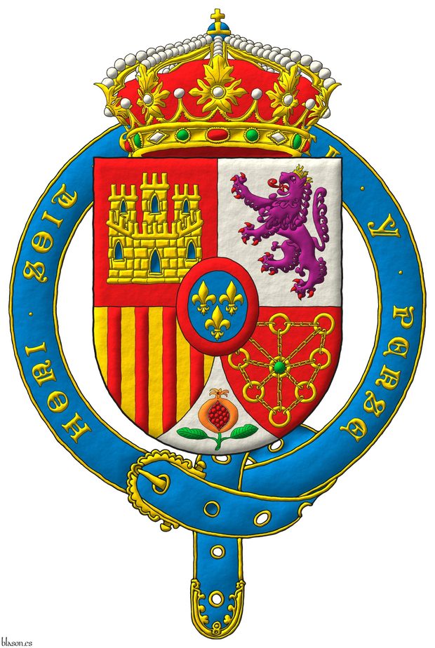 Escudo de armas ilustrado por m�, iluminado con luces y sombras, delineado de sable, con un contorno exterior de medio punto y con un acabado de trazo alzado.