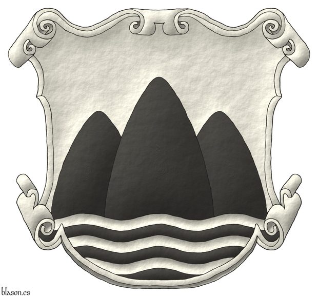 Gozo Escudo de armas ilustrado por mí, iluminado con luces y sombras, delineado de sable, y con un acabado de trazo alzado.