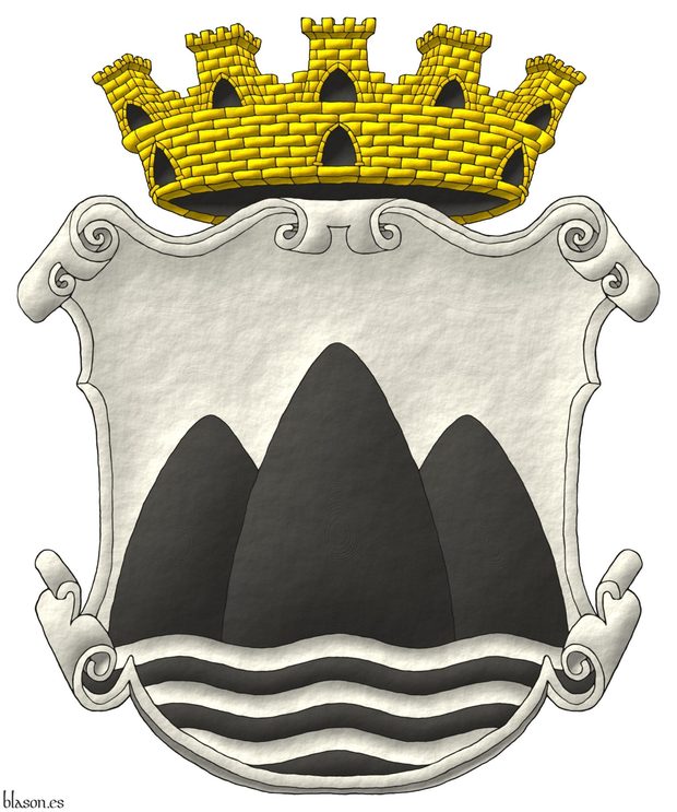 Corona de Gozo Escudo pintado por mí, iluminado con luces y sombras, perfilado de sable, y con un acabado de trazo alzado.