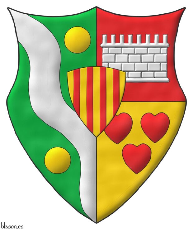 Coat of arms emblazoned by me, illuminated with lights and shadows, contoured in Sable, with a chasuble outer contour and with a watercolor finishing.