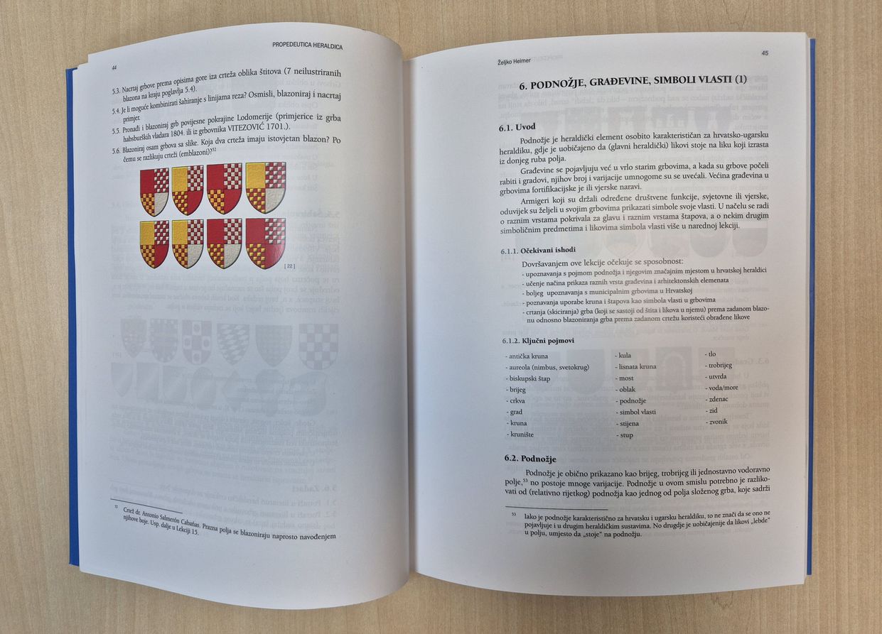 Pages 44-45 of the book, showing some coats of arms painted by Antonio Salmeron Cabanas