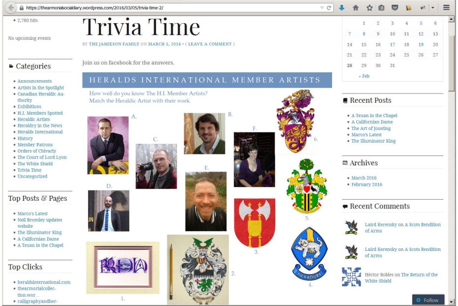 The Armorial Social Diary, Trivia time II