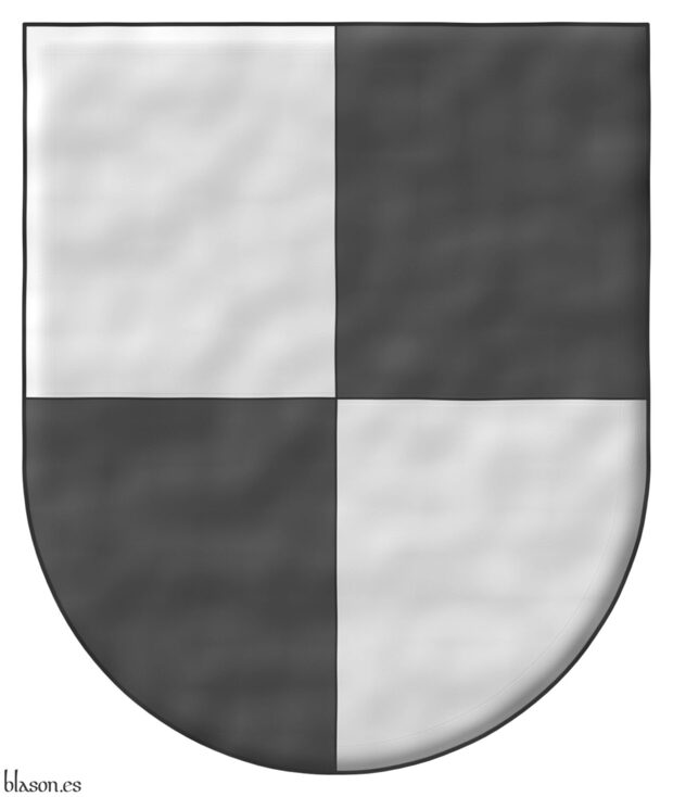 Quarterly Argent and Sable.
