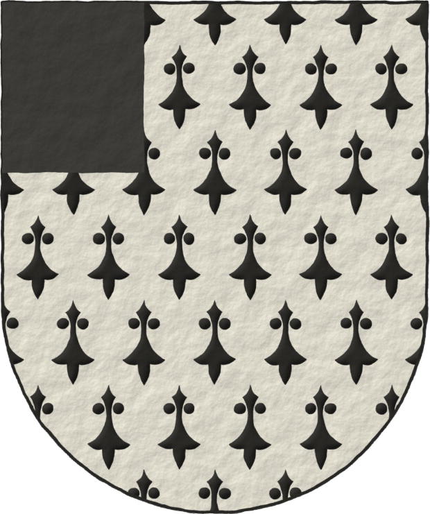 Ermine, a canton Sable.