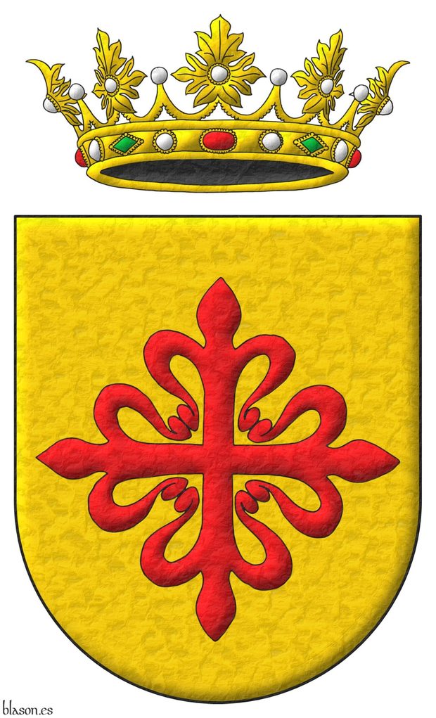 Escudo de oro, una cruz de Calatrava. Timbrado de una corona real abierta.