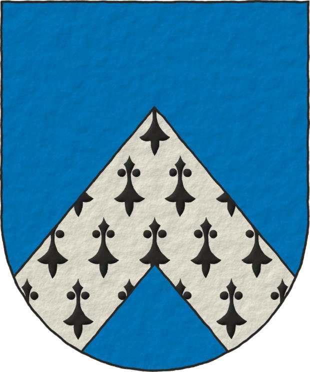 Azure, a chevron Ermine.