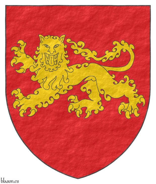 Gules, a lion passant, guardant Or.