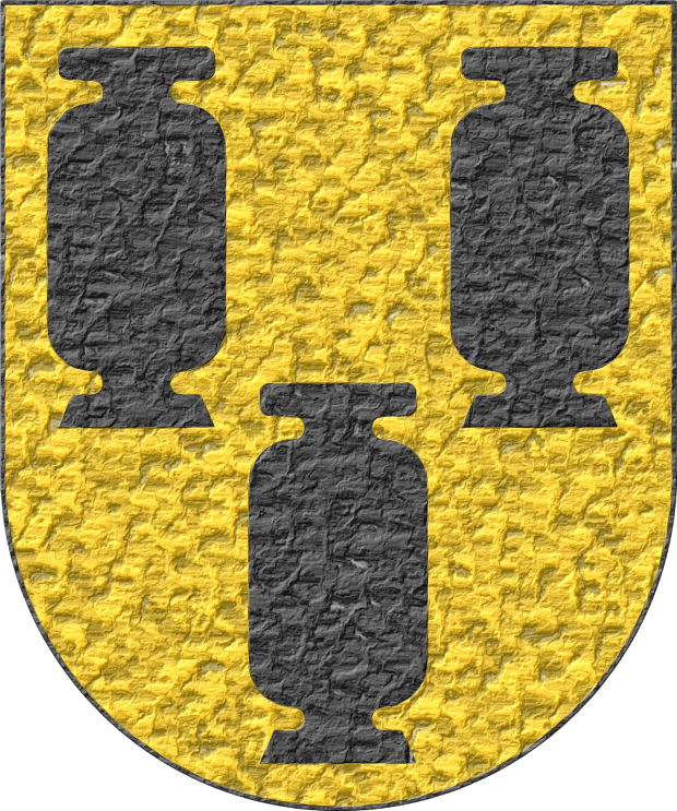 Escudo de oro, tres potes de sable.