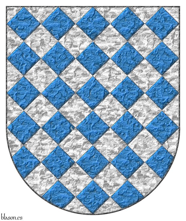 Escudo losanjado de plata y azur.