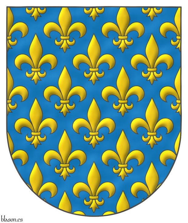 Escudo de Azur sembrado de flores de lis de oro.