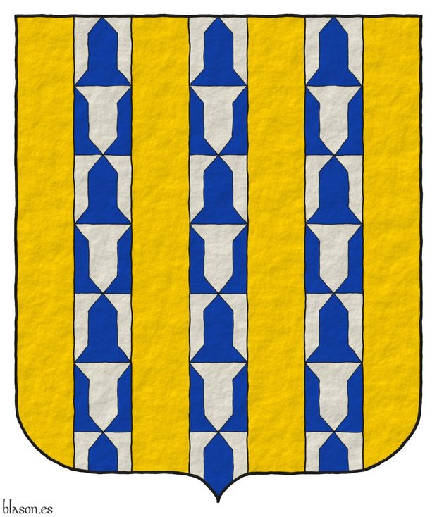 Escudo de oro, tres palos de veros.
