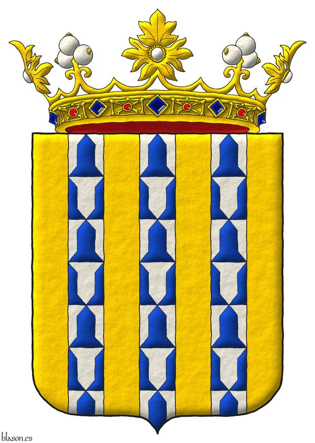 Or, three pallets Vair. Crest: A crown of Marquis.