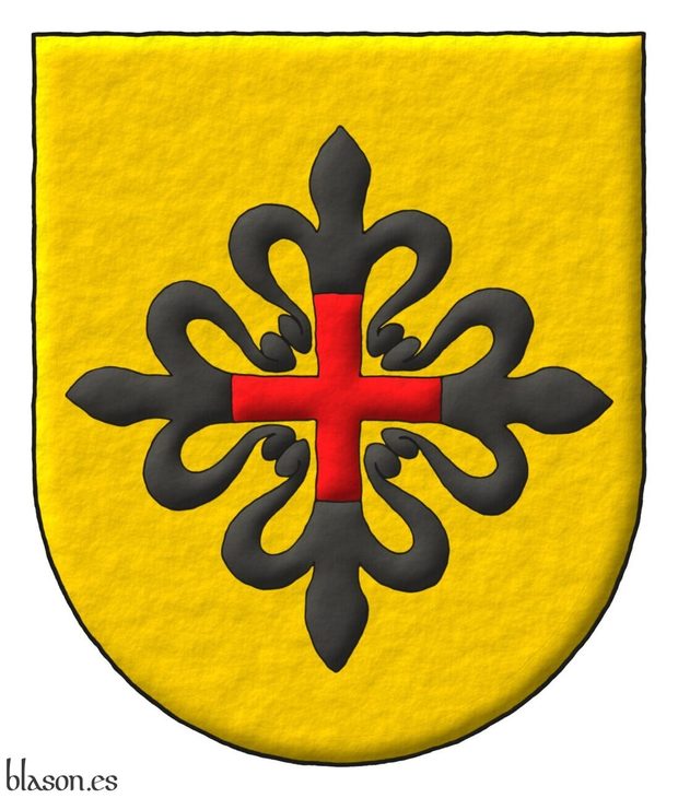 Escudo de oro, una cruz de Montesa.