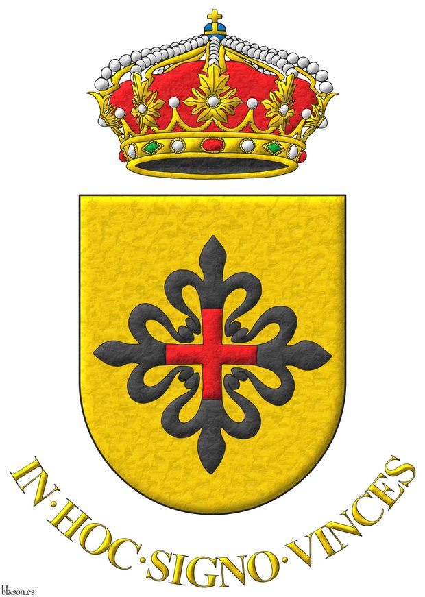 Escudo de oro, una cruz de Montesa. Timbrado de corona real cerrada. Lema: «In hoc signo vinces».