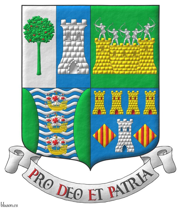 Escudo dise�ado por m�, iluminado con luces y sombras, perfilado de sable, con un perfil exterior conopial y con un terminado rugoso.