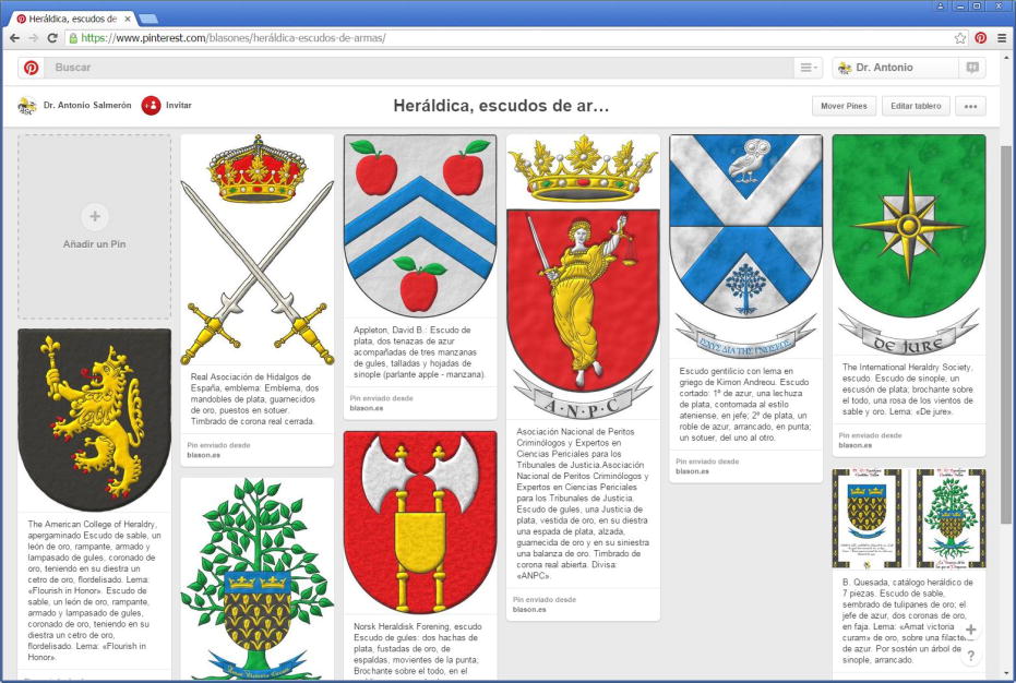 Pinterest, tablero de heráldica y escudos de armas