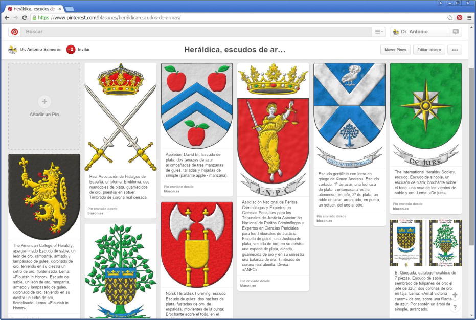 Pinterest, tablero de herldica y escudos de armas