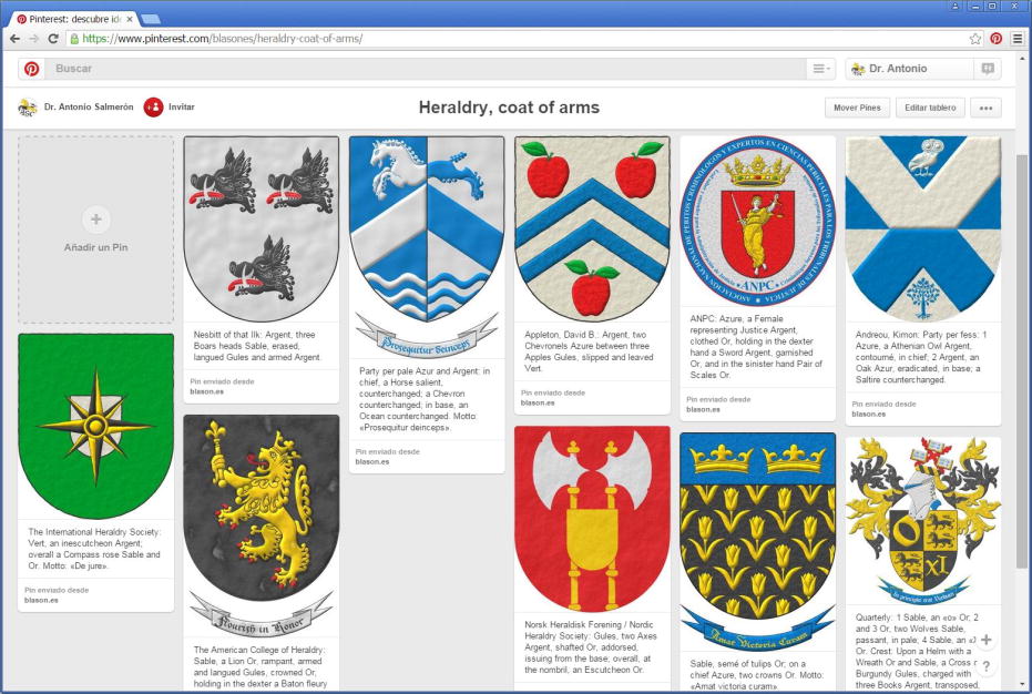 Pinterest, board of heraldry and coats of arms