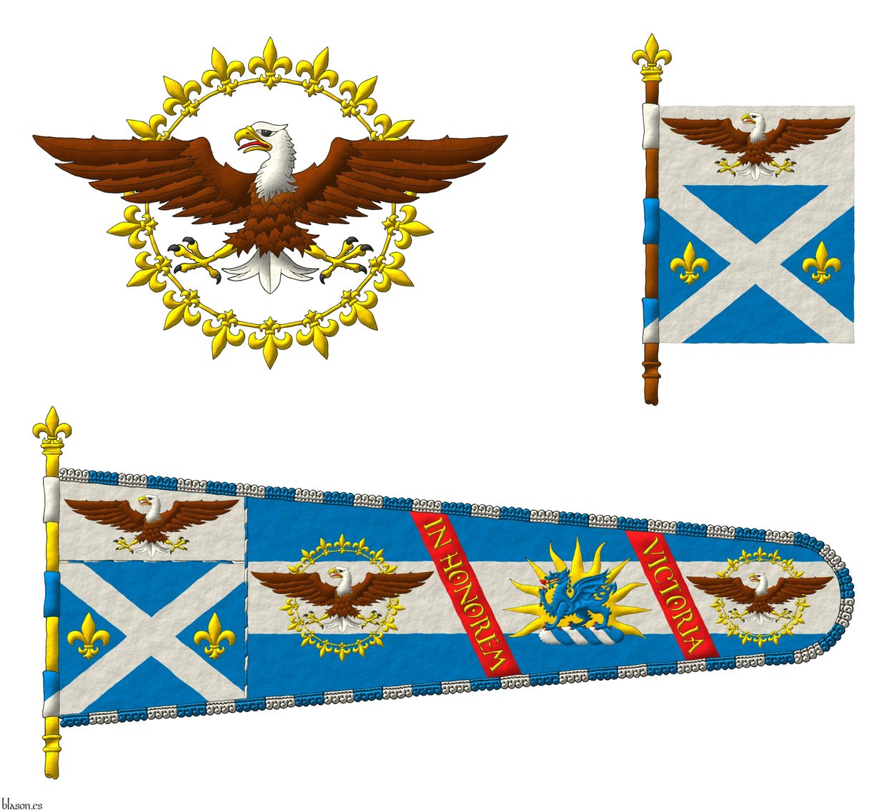 Heraldic device emblazoned by me, illuminated with lights and shadows, contoured in Sable, with a semi-circular external shape and with a texturized finishing.