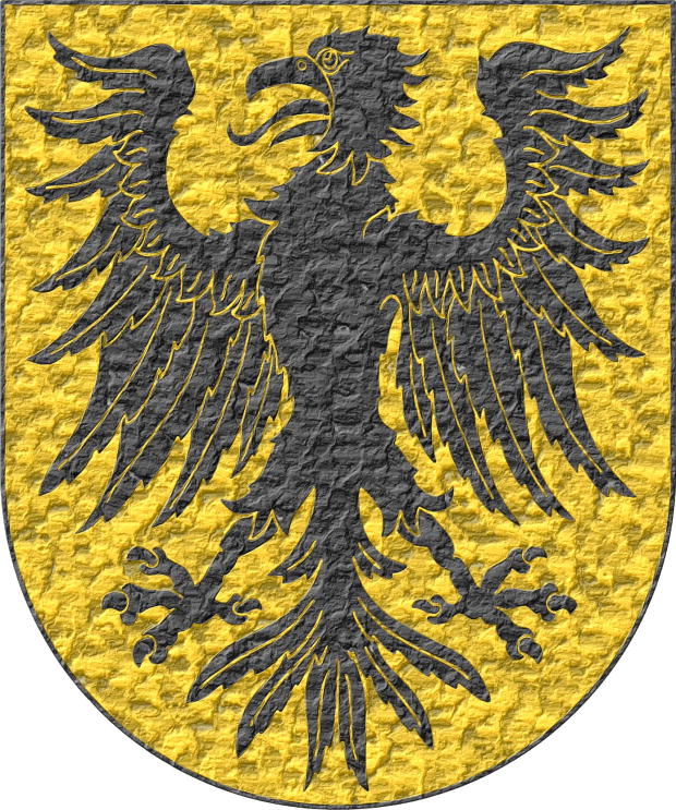 Escudo de oro, un guila de sable.