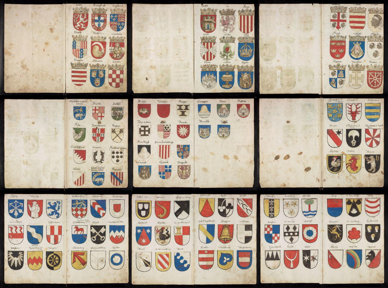 Vigil Raber, 1548, pginas de la 2 a la 15, tiene 7.244 escudos de armas