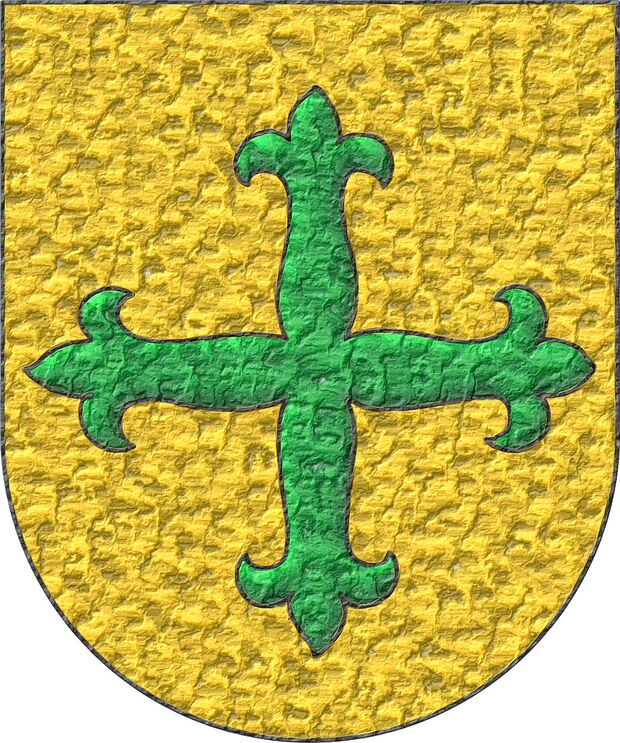 Escudo de oro, una cruz flordelisada de sinople.