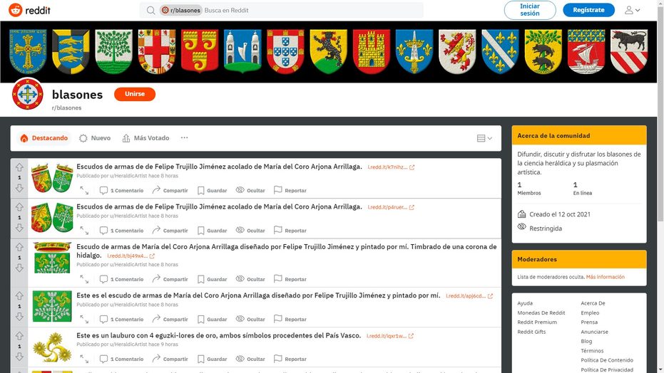 Subredit in castilian Reddit/r/blasones.