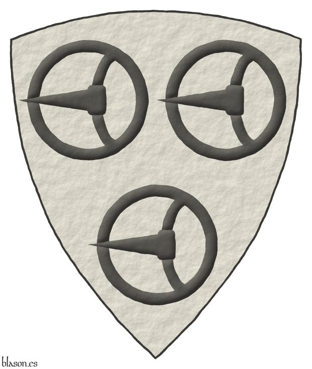 Escudo de plata, tres hebillas de sable.