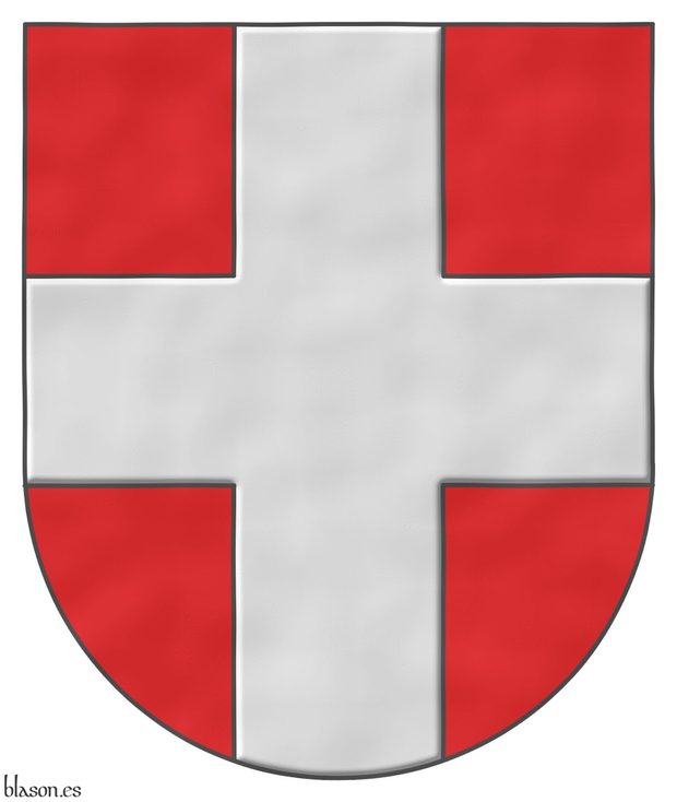 Gules, a cross Argent.