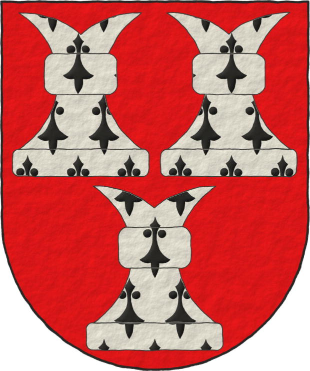 Gules, three chess rooks Ermine.