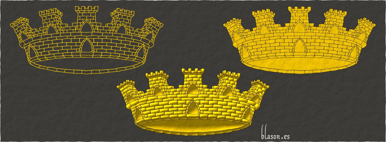 Una corona mural de oro.