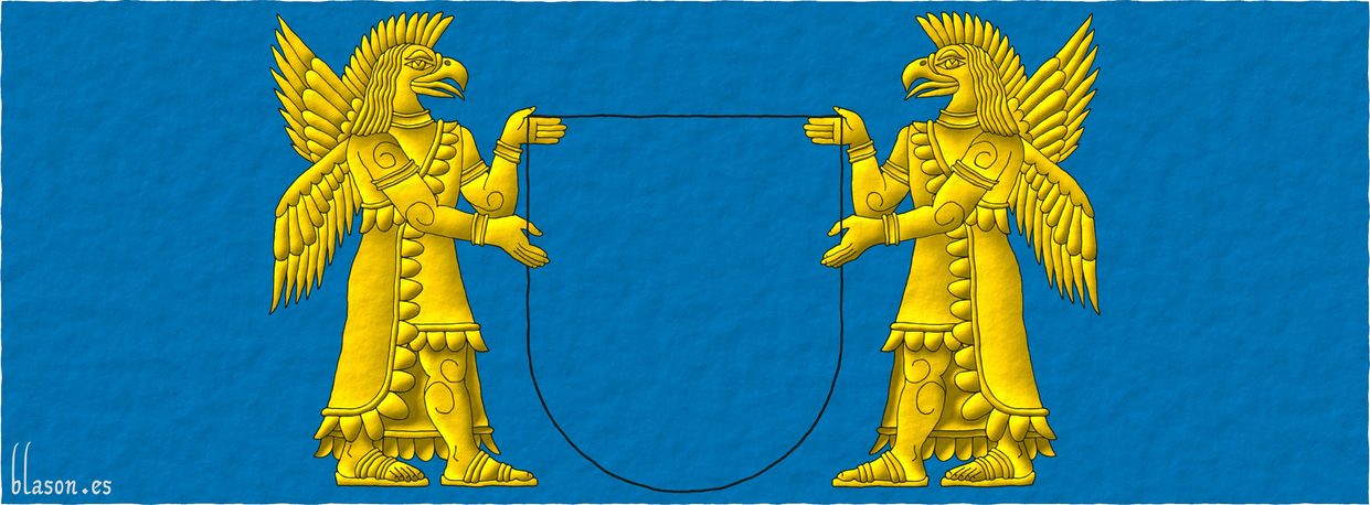 Tenantes: Dos dioses Nisroch de oro.