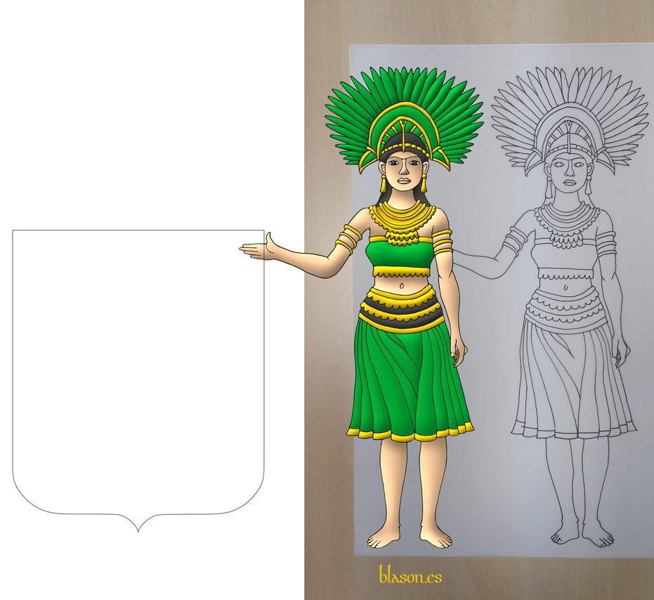 ...tenante siniestro, una mujer nativa mesoamericana al natural...