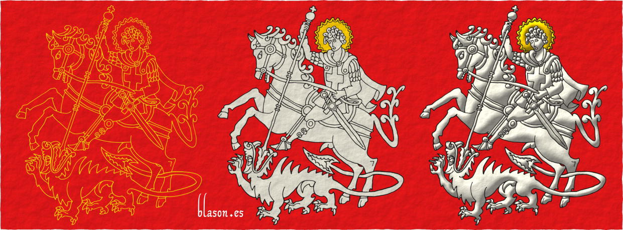 How to paint Saint George with his horse and the dragon.