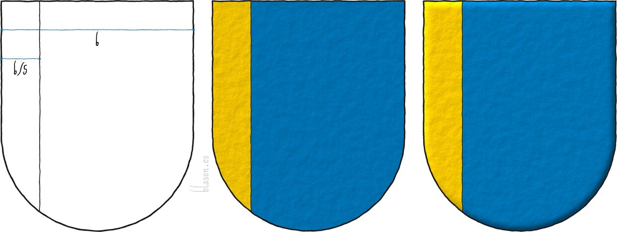 Coat of arms with a pale in dexter flank.