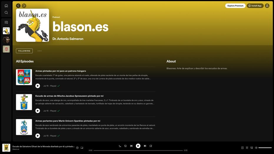 Dr. Antonio Salmern, Spotify, blazons