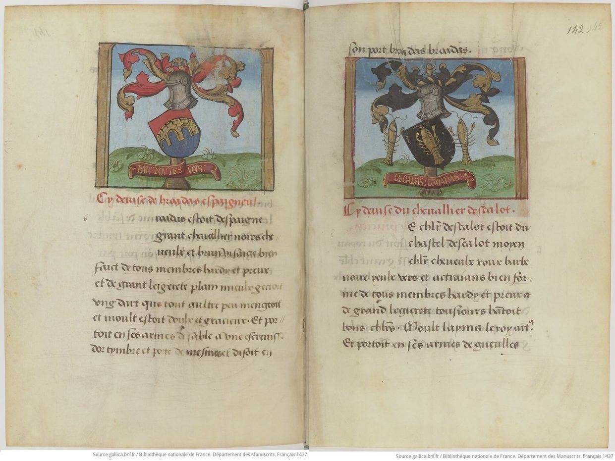 Ilustraci�n de blasones y caballeros, BnF Fran�ais 1437.
